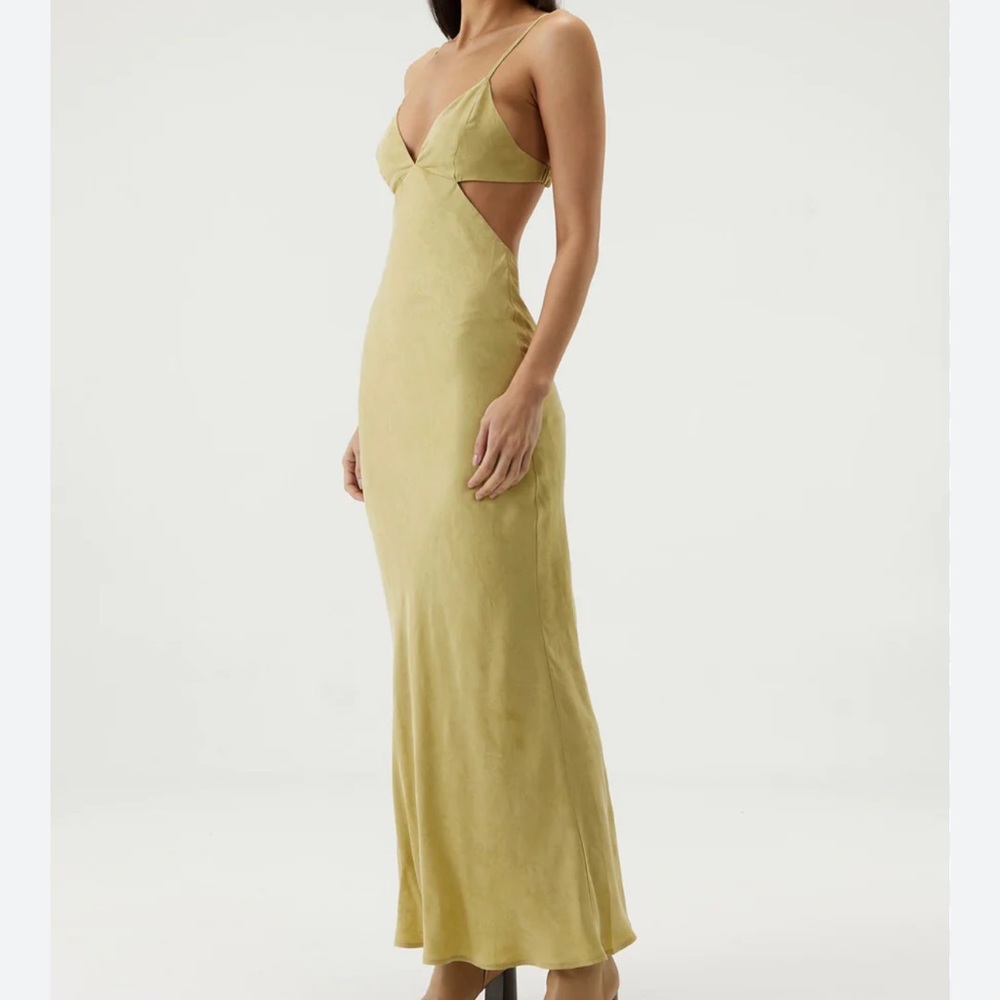 Third Form - Paisley Bias Triangle Midi Dress - Pear
